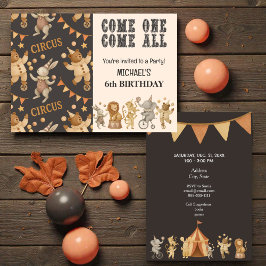 Whimsical Vintage Circus Birthday  Invitation 招待状
