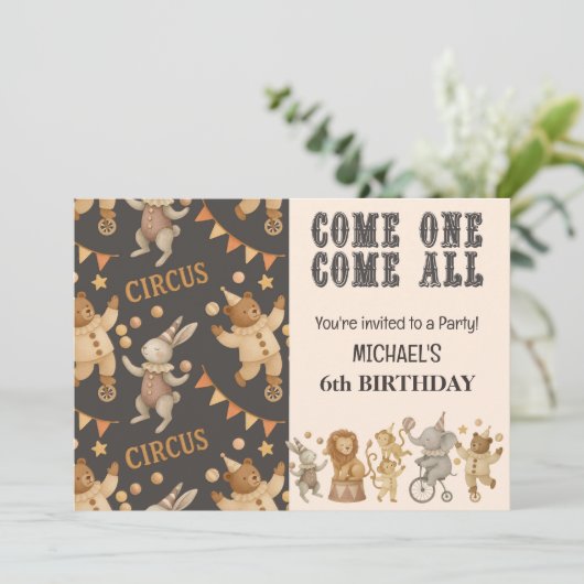 Whimsical Vintage Circus Birthday  Invitation 招待状 (スタンド正面)