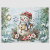 Whimsical Vintage Decoupage Christmas Snowman 薄葉紙 (正面)