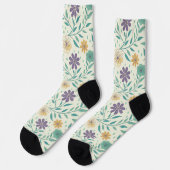 Whimsical Vintage Floral Cream Patterned  ソックス (左)