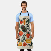 Whimsical Vintage Garden Harvest Floral エプロン (着用した状態)