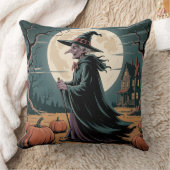 Whimsical Vintage Halloween Witch, Halloween Witch クッション (ブランケット)
