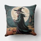 Whimsical Vintage Halloween Witch, Halloween Witch クッション (裏面)