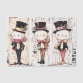 Whimsical Vintage Snowman, Top Hats F9 Decoupage 薄葉紙 (正面)