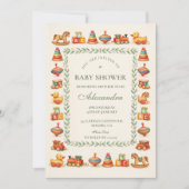 Whimsical Vintage Toy Baby Shower 招待状 (正面)