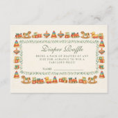 Whimsical Vintage Toy Baby Shower Diapper Raffle エンクロージャーカード (正面)