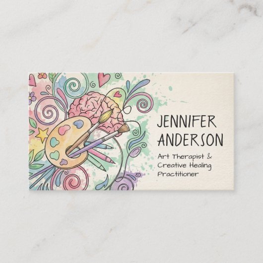 Whimsical Watercolor and pen Art Therapist  名刺 (正面)