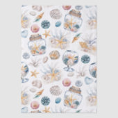 Whimsical Watercolor Beach Shells Decoupage Paper 薄葉紙 (正面)