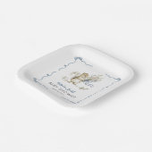 Whimsical Watercolor Blue Squirrel Baby Shower ペーパープレート (傾斜あり)