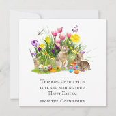 Whimsical Watercolor Bunny Collage Easter シーズンカード (正面)