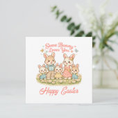 Whimsical Watercolor Bunny Family Happy Easter シーズンカード (スタンド正面)