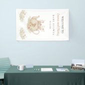 Whimsical Watercolor Bunny Tea Party Baby Shower 横断幕 (トレードショー)