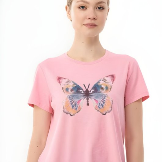 Whimsical Watercolor Butterfly Graphic Pastel Pink Tシャツ