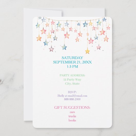 Whimsical Watercolor Candy Birthday Invitation 招待状 (裏面)