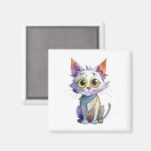 Whimsical Watercolor Cat マグネット (正面/裏面)