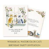 Whimsical Watercolor Cats Birthday Party | 招待状
