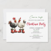 Whimsical Watercolor Chickens Modern Party Invite 招待状 (正面)