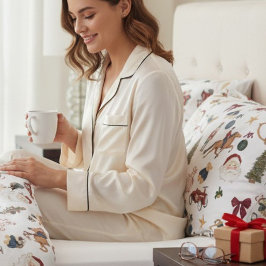 Whimsical Watercolor Christmas Toy Collage vintage 枕カバー