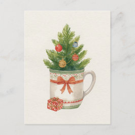 Whimsical Watercolor Christmas Tree Mug シーズンポストカード