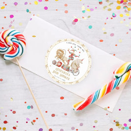 Whimsical Watercolor Circus Carnival Baby Shower ラウンドシール
