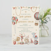 Whimsical Watercolor Circus Carnival Baby Shower 招待状 (スタンド正面)