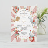 Whimsical Watercolor Circus Carnival Baby Shower 招待状 (スタンド正面)