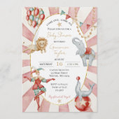 Whimsical Watercolor Circus Carnival Baby Shower 招待状 (正面)