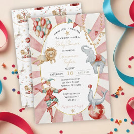 Whimsical Watercolor Circus Carnival Baby Shower 招待状