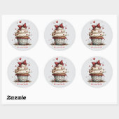 Whimsical Watercolor Cupcake Love  Sticker ラウンドシール (シート)