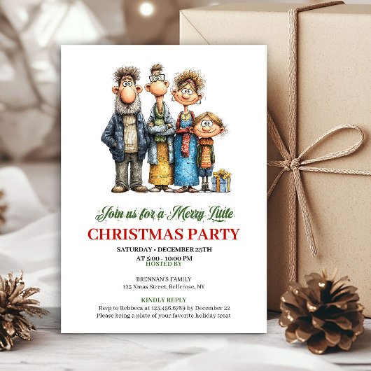 Whimsical Watercolor Family Christmas Party Invite 招待状