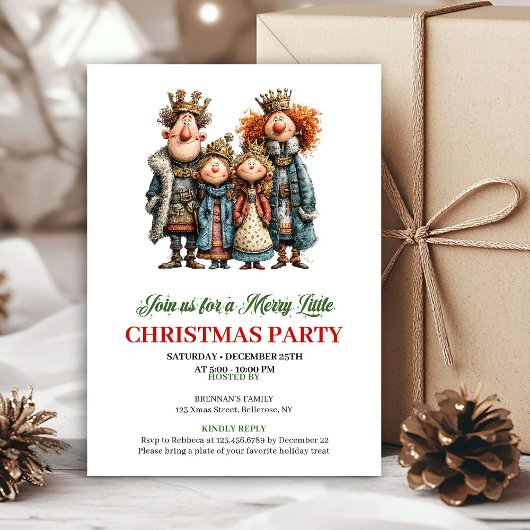 Whimsical Watercolor Family Festive Party Invite 招待状