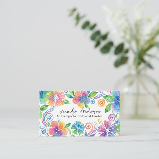 Whimsical watercolor floral art 名刺 (スタンド正面)