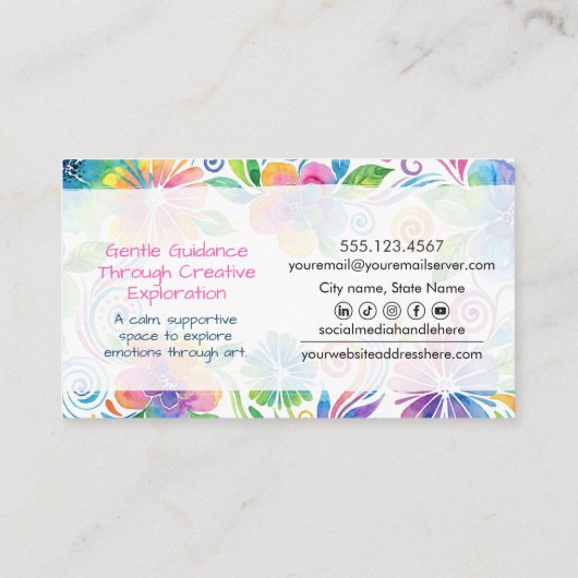 Whimsical watercolor floral art 名刺 (裏面)