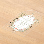 Whimsical Watercolor Floral Woodland Baby Shower アクリル招待状 (レイダウン)