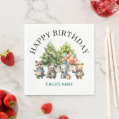 Whimsical Watercolor Forest Birthday スタンダードランチョンナプキン (インサイチュ)