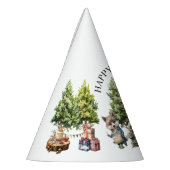 Whimsical Watercolor Forest Birthday パーティーハット (左)