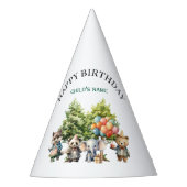 Whimsical Watercolor Forest Birthday パーティーハット (正面)