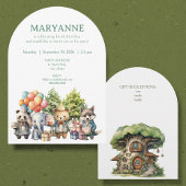 Whimsical Watercolor Forest Birthday Invitation 招待状