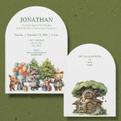 Whimsical Watercolor Forest Birthday Invitation 招待状