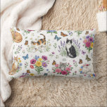 Whimsical Watercolor Garden Cats Decorative  ランバークッション<br><div class="desc">Transform your living space into a cozy sanctuary with this charming watercolor cat throw pillow. Featuring an enchanting pattern of playful kittens, vibrant wildflowers, and delicate butterflies against a crisp white background, this pillow is the ultimate accent piece for any cat lover’s home. Whether tossed on a sofa, bed, or...</div>