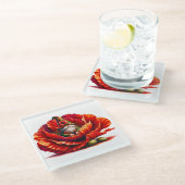 Whimsical Watercolor Garden Gnome ガラスコースター (アングル)