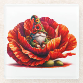 Whimsical Watercolor Garden Gnome ガラスコースター