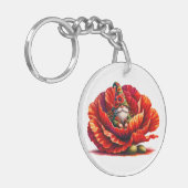 Whimsical Watercolor Garden Gnome キーホルダー (正面左)