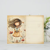 Whimsical Watercolor Girl Junk Journal Page (スタンド正面)