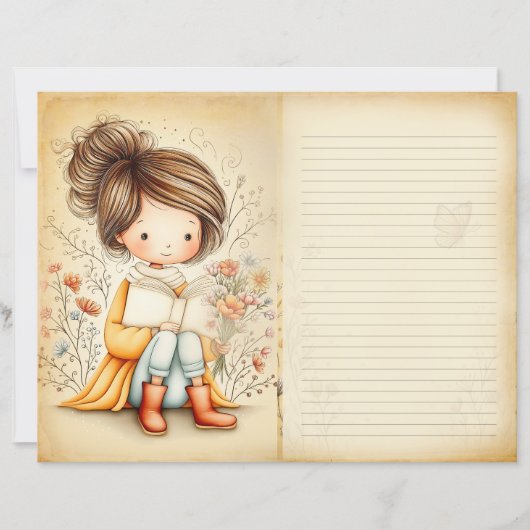 Whimsical Watercolor Girl Junk Journal Page (正面)