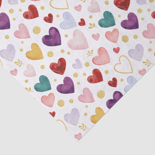 Whimsical Watercolor Hearts: Gold Glitter 薄葉紙 (詳細)