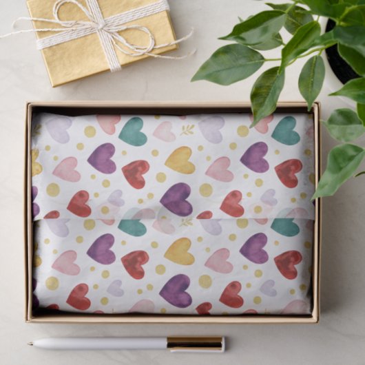 Whimsical Watercolor Hearts: Gold Glitter 薄葉紙 (ギフト)