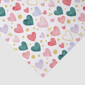 Whimsical Watercolor Hearts: Gold Glitter & Pastel 薄葉紙 (詳細)