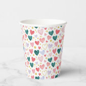Whimsical Watercolor Hearts & Golden Glint 紙コップ (右)
