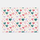 Whimsical Watercolor Hearts & Golden Glitz ラッピングペーパーシート (正面3)